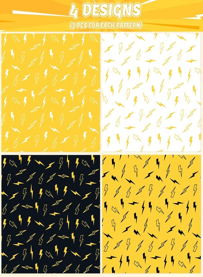 Pineraap 12 Sheets Lightning Bolt Wrapping Paper 28x20 In, Yellow Lightning Birthday Wrapping Papers for Men, Boy, Trend Enthusiast, Flash Weather Gift Wrap Paper for Street Cultural Rock Party - Image 3